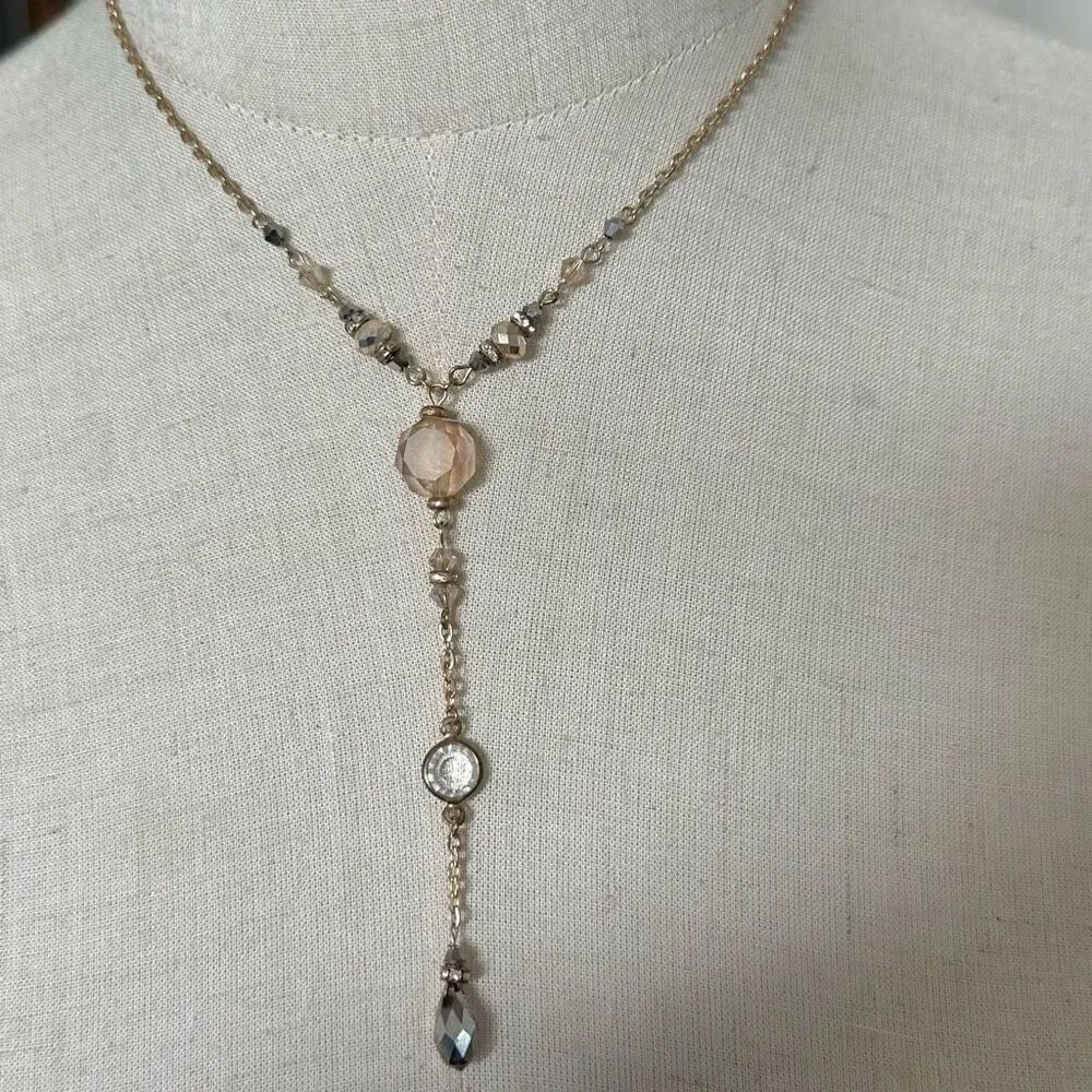 Ali Kahn New York crystal beaded Y necklace